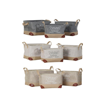 Multi-purpose basket DKD Home Decor Beige Grey Light brown 40 x 30 x 24 cm Wood 3 Pieces (3 Units)