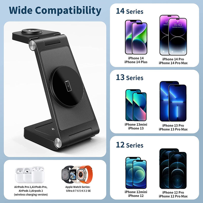 New Vertical Folding Magnetic Three-in-one Wireless Charger