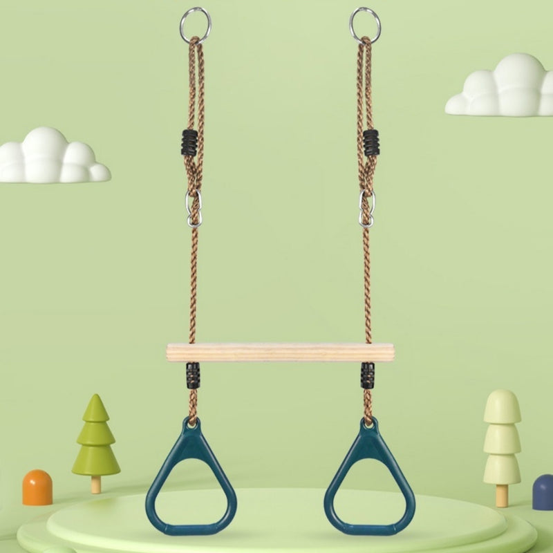 Children's Horizontal Bar Outdoor Indoor Arm Exercise Wooden Ring Swing
