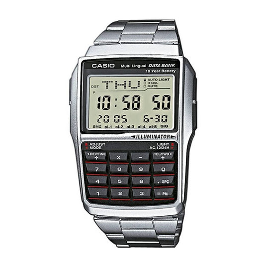 Casio Men's Watch Casio Databank Calculator Steel Black Silver