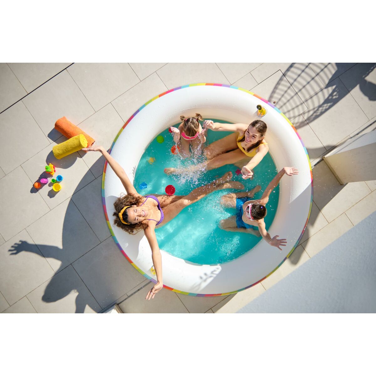 Bestway Inflatable Paddling Pool For Children Bestway Rainbow 206 X 206 X 51 Cm