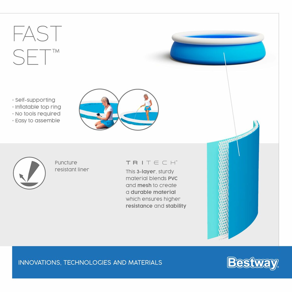 Bestway Inflatable Pool Bestway Blue 940 L 183 X 51 Cm