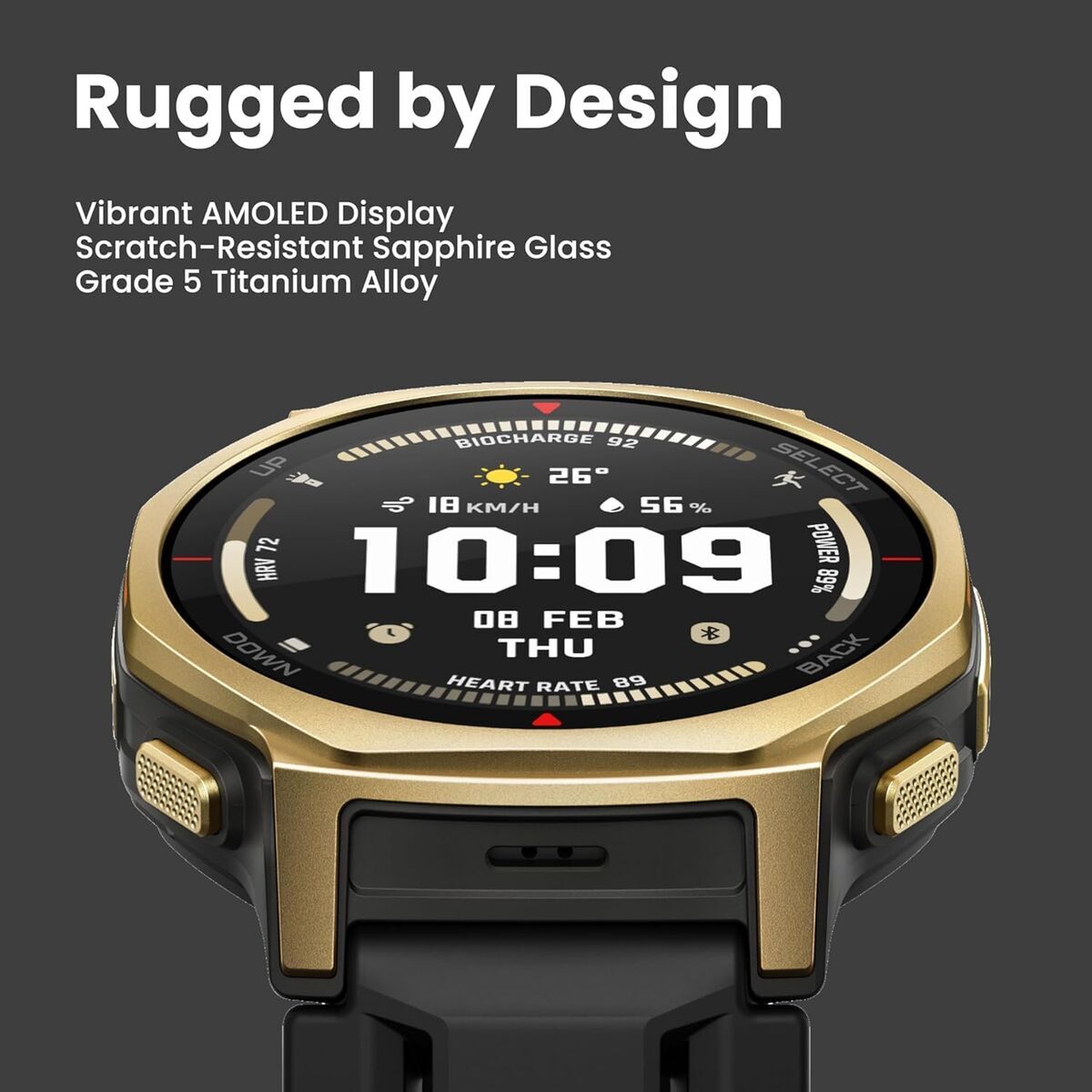 Amazfit Smartwatch Amazfit W2548Gl1N Black Golden Ø 44 Mm