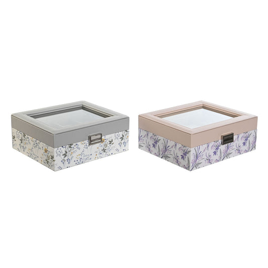 Dkd Home Decor Box For Watches Dkd Home Decor White Grey Lilac Light Pink Pvc Crystal 22,5 X 19,5 X 9,5 Cm (2 Units)