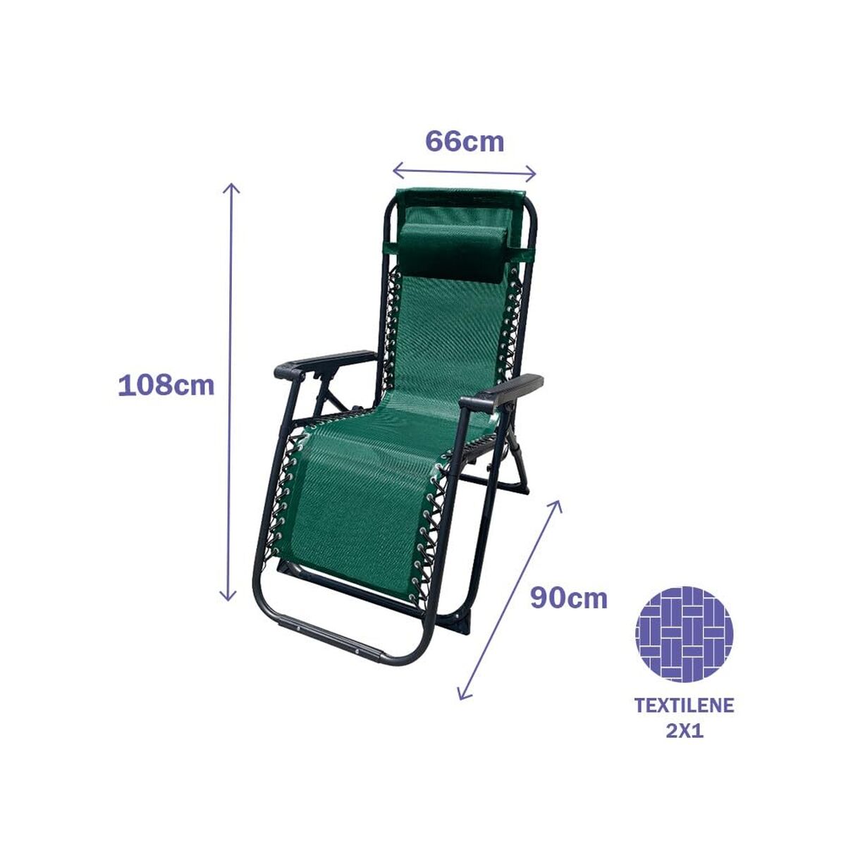 Folding Chair Marbueno Green 90 x 108 x 66 cm