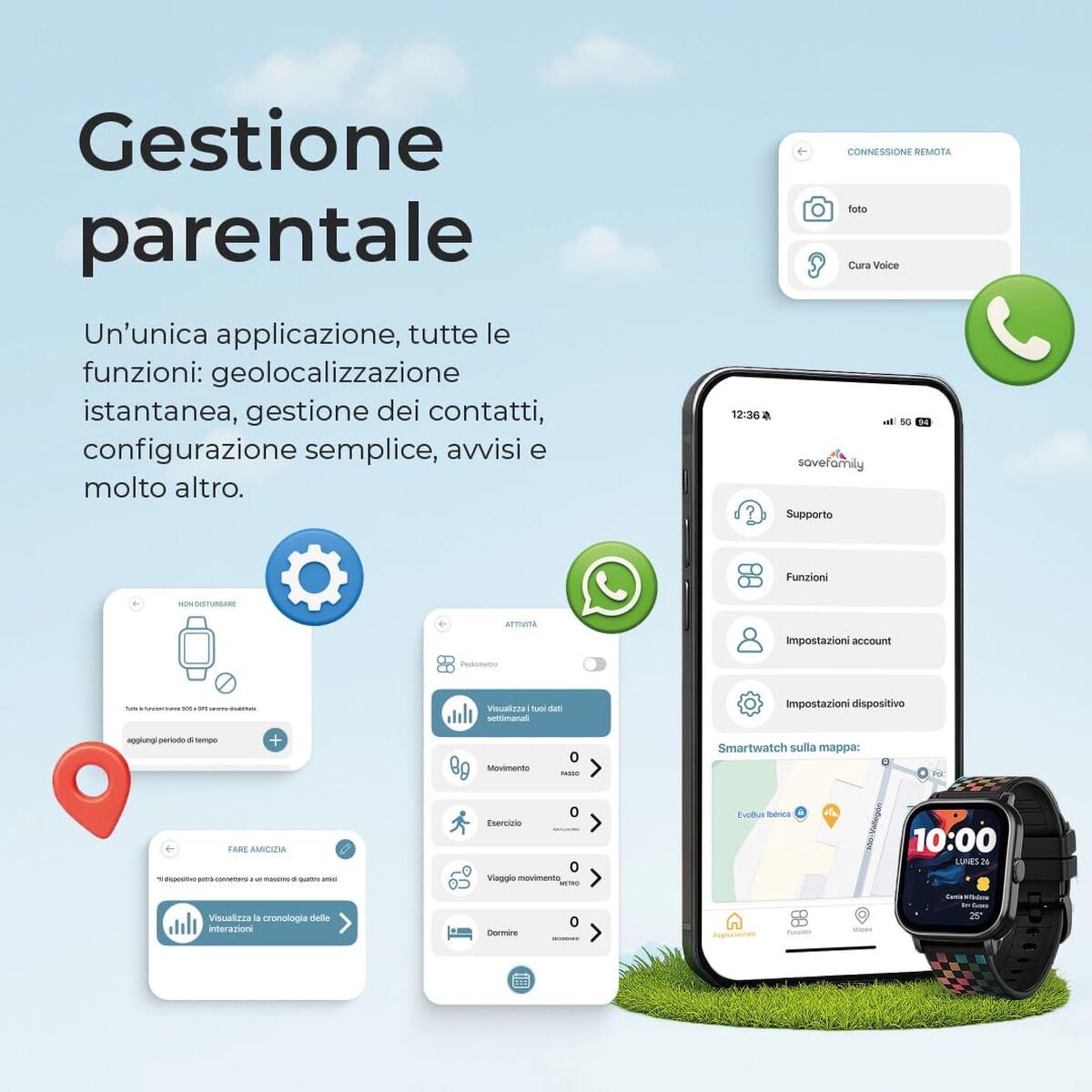 Savefamily Smartwatch Savefamily Blue 40 Mm Black