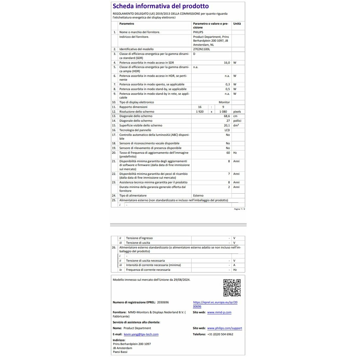 Philips Gaming Monitor Philips Full Hd 27"