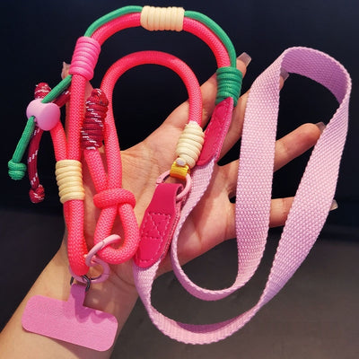 Long Crossbody Color-Block Woven Phone Lanyard