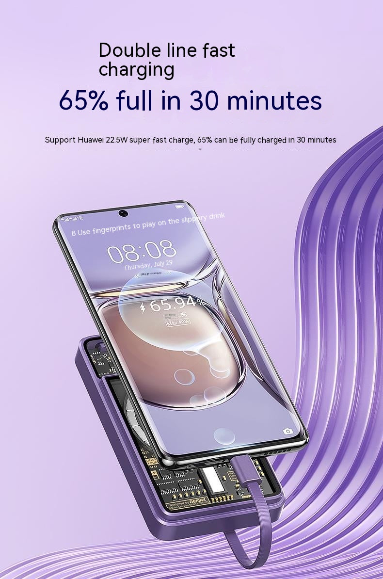With Cable Magnetic Suction Wireless Charger Large Capacity Portable Power
